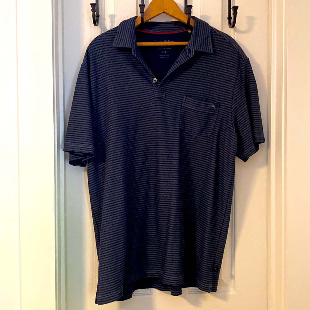 Dark Blue &Gray-Short Sleeve- IslandZone Polo-Tommy Bahama-Size L-Good Condition